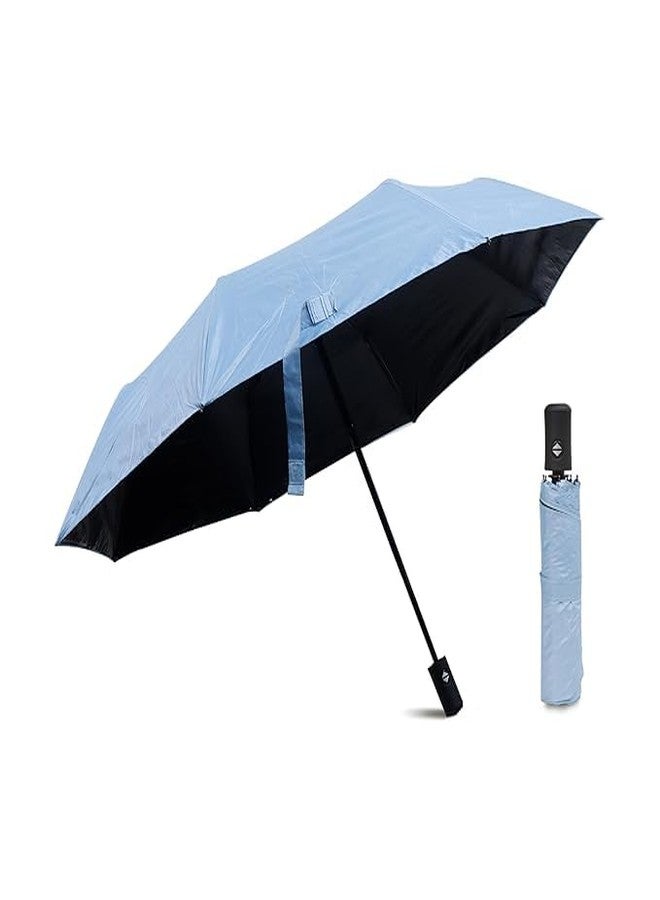 PRANIJ One-Click Auto Open/Close 3-Fold Travel Umbrella For Women, Men, & Kids, Sun & UV Protection Compact Lightweight Windproof Umbrella for Rain (Sky Blue) - Image 1